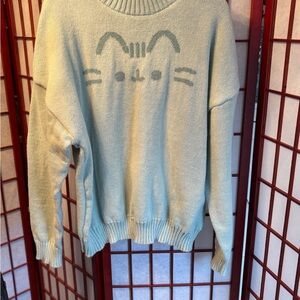 Pusheen Box Cute Sage Oversized Sweater with Pusheen Design Size Medium